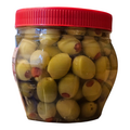 Cebel Biberli Yesil zeytin | Pickled Seedless Green Olive with Paprika | Grüne Kernlose Oliven mit Roter Paprika Gefüllt in Salzlake (750g) - image 3 | Malaika afro international Markt | KulturCart