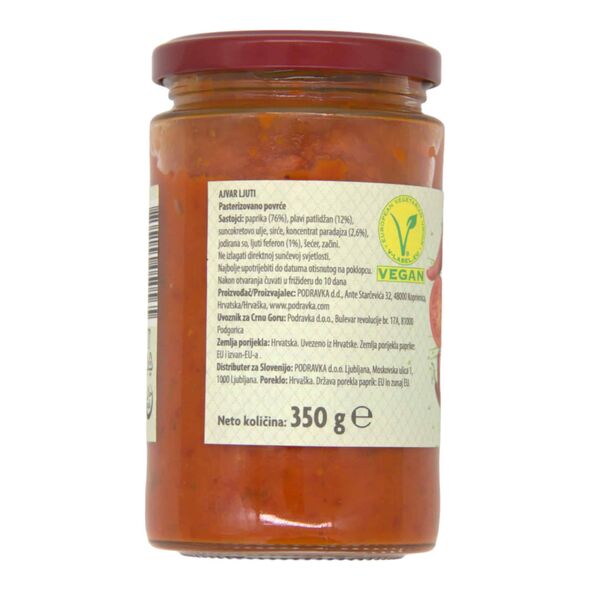 Podravka Ajvar Ljuti | Ajvar scharf – Gemüsezubereitung, pasteurisiert 350g - image 2 | Damas Markt | KulturCart