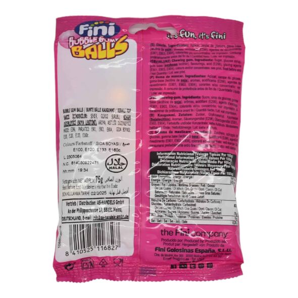 Fini Bubble Gum Balls (75 g) - image 2 | Damas Markt | KulturCart
