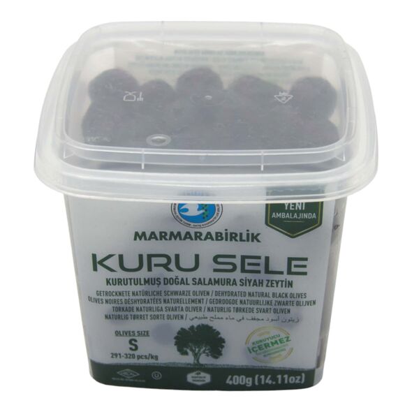 Marmarabirlik Kuru Sele Getrocknete Natürliche Schwarze Oliven / Dehydrated Natural Black Olives (Olive size: S / 291 – 320 pcs(kg) 400g - image 1 | Damas Markt | KulturCart