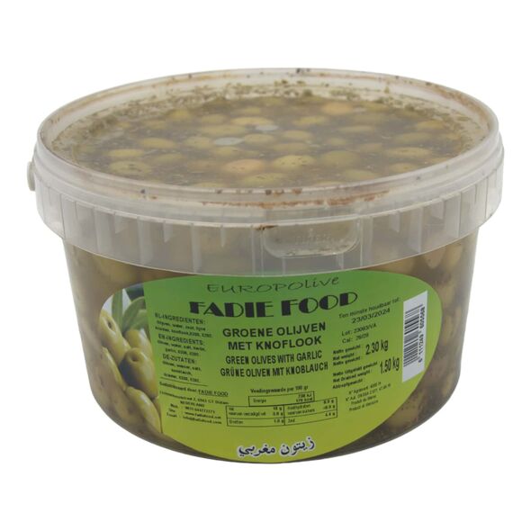 Europolive Fadie Food | Green Olives With Garlic | Grüne Oliven Mit Knoblauch 2.3kg - image 1 | Damas Markt | KulturCart