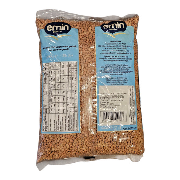 Emin Bakliyat Kara Mercimek Black Lentils | Schwarze Linse (1000g) - image 3 | Malaika afro international Markt | KulturCart