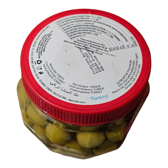 Cebel Biberli Yesil zeytin | Pickled Seedless Green Olive with Paprika | Grüne Kernlose Oliven mit Roter Paprika Gefüllt in Salzlake (750g) - image 8 | Malaika afro international Markt | KulturCart